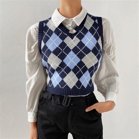 gucci argyle sweater vest|Designer Luxury Wool Sweaters for Women .